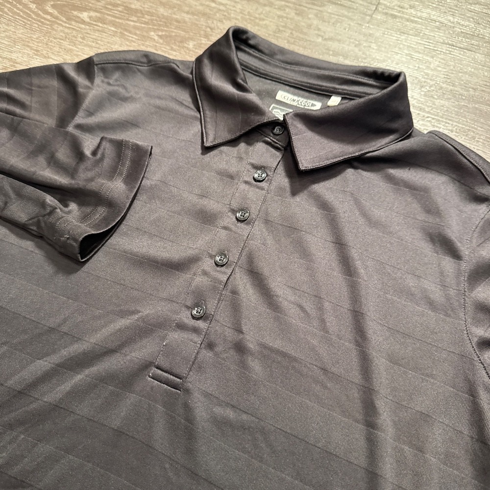 Adidas Polo Shirt Boys Large Black Long Sleeve Performance Golf Climacool Youth